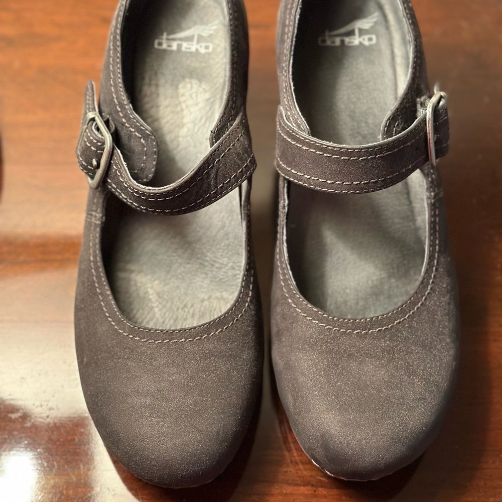 Gently used and worn Sandra Black Nubuck Wedge Mary Janes